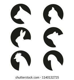 white silhouettes of animals in a black circle