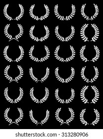 White silhouettes of laurel wreaths, vector isolated