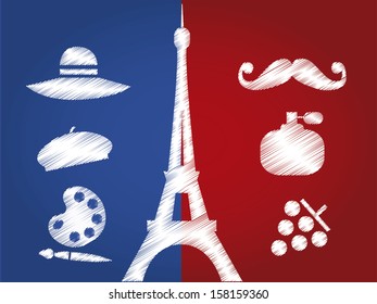 a lot of white silhouettes related to france