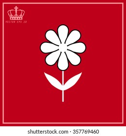 White silhouettes of simple vector flowers