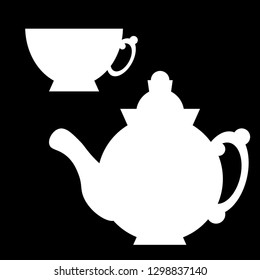 White silhouettes of a teapot and cup for tea