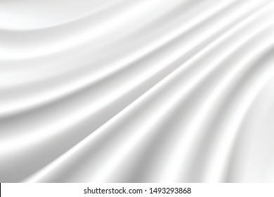 white silk cloth fabric wave overlapping with light and shadow. white and gray abstract texture background and copy space for web design