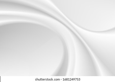 white silk cloth fabric wave overlapping with light and shadow. white and gray abstract texture background and copy space for web design