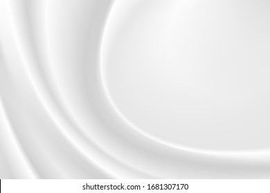 white silk cloth fabric wave overlapping with light and shadow. white and gray abstract texture background and copy space for web design