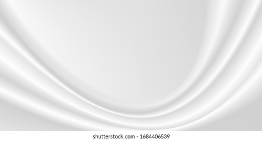 white silk cloth fabric wave overlapping with light and shadow. white and gray abstract texture background and copy space for web design