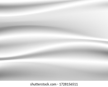 white silk cloth fabric wave overlapping with light and shadow. white and gray abstract texture background and copy space for web design