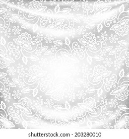 White silk drapery with lace. Vector illustration