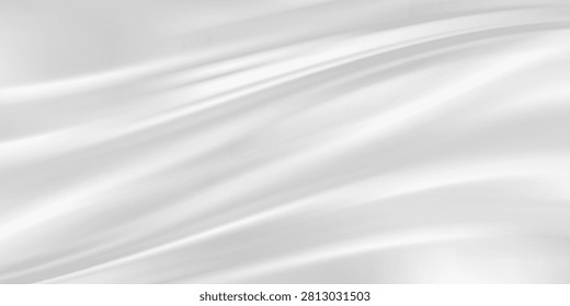 White silk fabric background. Elegant luxury satin texture with smooth flowing waves and gentle drapery fold, perfect for bridal wedding design.