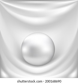 White silk fabric background with white pearl