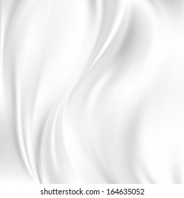 White Silk Fabric for Drapery Abstract Background, Mesh Vector Illustration