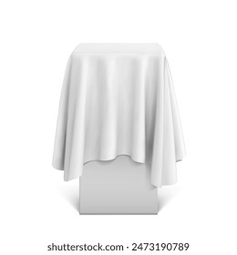 white silk fabric on a presentation pedestal on a white background. Vector illustration
