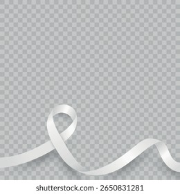 Ilustração do vetor da fita de seda branca. Fita Branca de Consciência do Câncer, Fita Realista de Consciência Branca Isolada, Fita Branca Decorativa para Evento de Caridade, Campanha de Saúde, Símbolo de Apoio, Banner Esperança