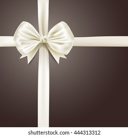 white silky bow ribbon background. vector illustration