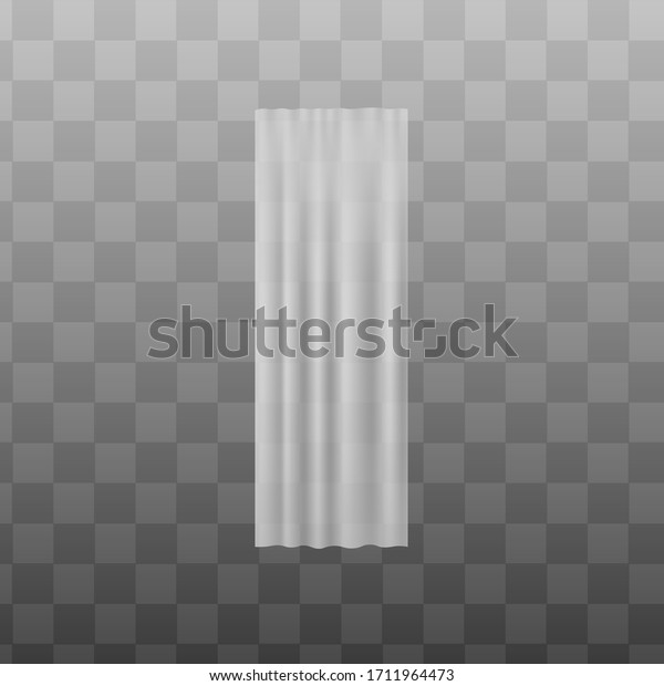 White silky light fabric\
curtain cloth realistic vector illustration mockup isolated on\
transparent background. Shower or window draped cloth template for\
presentation.