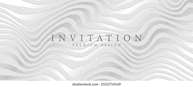 White silver abstract winter wavy background for invitation, flyer, banner and poster. Christmas vector illustration with snow. Snowy background with waves and swirl pattern. Snowfall. Blizzard. 
