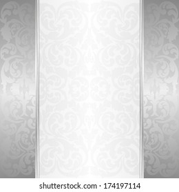 white and silver background with ornaments