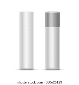 White and silver bottle spray cosmetic deodorant for perfume,  freshener or hairspray. 