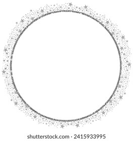 white silver Circle Frame with Sparkle Glitter stars 1