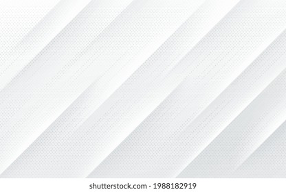 Fondo de color blanco y plateado con líneas de rayas diagonales dinámicas y textura de semitono. Diseño de banner de plantilla de color gris sencillo y moderno. Lujo y concepto elegante. Vector EPS10