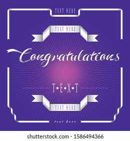 White or silver color ribbon form the word "Congratulations" with ribbon border decorations.