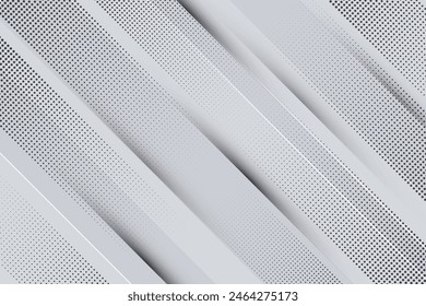 White and silver colour background with dynamic diagonal stripe lines and halftone texture. Modern and simple grey colour template banner design