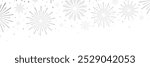 White and silver firework banner, elegant minimalist border frame, festive cover design