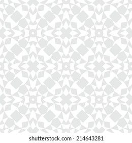 White and silver geometric texture in art deco style with abstract stars and snowflakes for Christmas and holiday decor or wedding invitation background. Seamless vector pattern for winter fashion