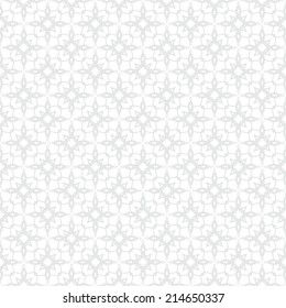 White and silver geometric texture in art deco style with abstract stars and snowflakes for Christmas and holiday decor or wedding invitation background. Seamless vector pattern for winter fashion