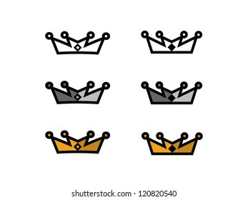 White, Silver and Gold Crowns.