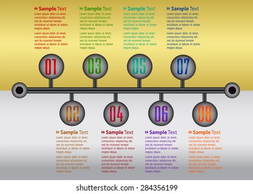 white silver gold modern time line template for website computer graphic and technology. text box. number