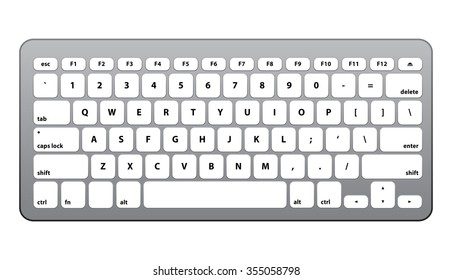 White Silver Keyboard QWERTY #2 - Isolated Vector Illustration 