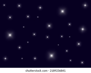white or silver light effect for graphic design stars in the night on the dark blue sky vector illustration 