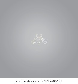 White silver line art sacral geometry gradient alchemy symbol icon in modern style. Can be used for fluent design poster, electronic music technology cover, flyer, logo, t-shirt print.
