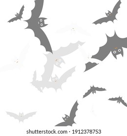 White Silver Retro Bats Vector Design Pic. Attack Print Motion Grey Modern Style Background. Creepy Spooky Black Funny Halloween Modern Design. Light Orange Scary Chaos Flying Bats Art Pattern.