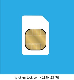 white SIM card on blue background