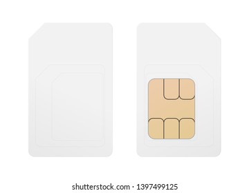 White sim card template. Realistic vector mockup.