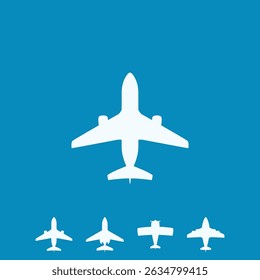 white simple airplanes as icons in set