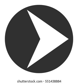 White and simple arrow head icon isolated on gray and white background. The flat design arrow points the right direction - Eps10 vector graphics and illustration