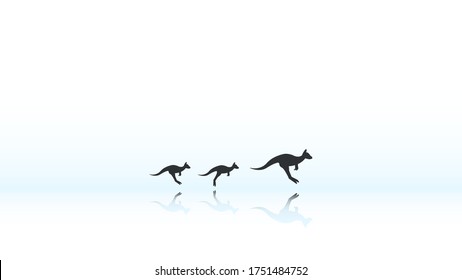 White Simple Background With Kangaroo Silhouette Winter Vector