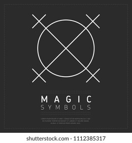 White simple circle with crosses in design representing mysterious symbol
