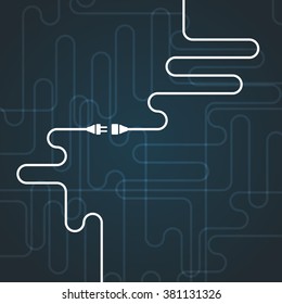 White simple 'connection' illustration on blue, vector