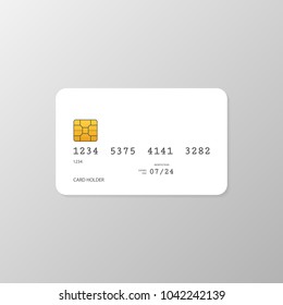 White simple credit card template on grey background