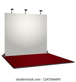 White simple exhibition stand booth design. Corporate identity conecpt. Vector illustration.