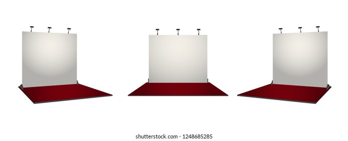 White simple exhibition stand booth design. Corporate identity conecpt. Vector illustration.
