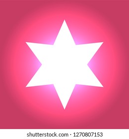 White simple flat style light star flares isolated on pink background