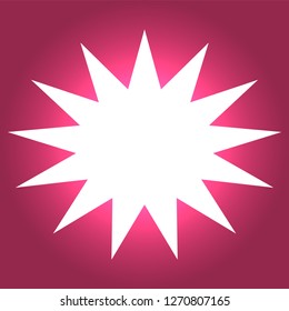 White simple flat style light star flares isolated on pink background