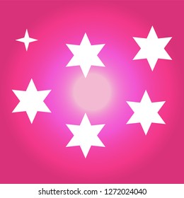 White simple flat style light star flares isolated on pink background