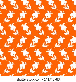 White simple flowers on orange seamless pattern, vector