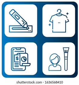 white simple icons set. Contains such icons as Marker, Shirt, Analysis, Tool, can be used for web, mobile and logo