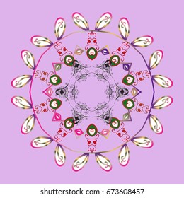 And white simple ornamental Christmas pattern - varied Xmas snowflakes with dots. Happy New Year winter background. Vector design for textile, wallpaper, fabric, wrapping paper.